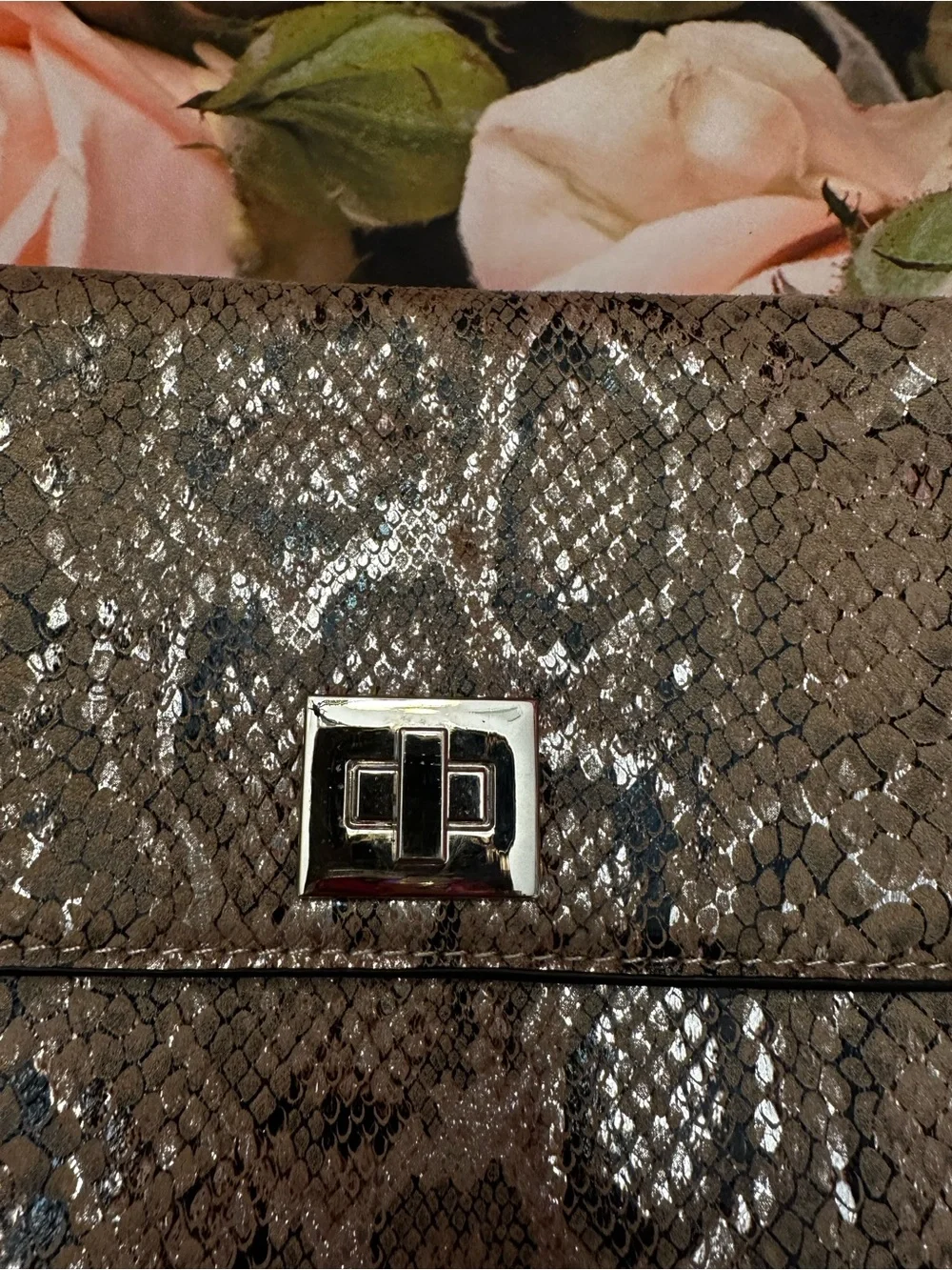 Antique faux Snake-Embossed Wristlet/ Clutch